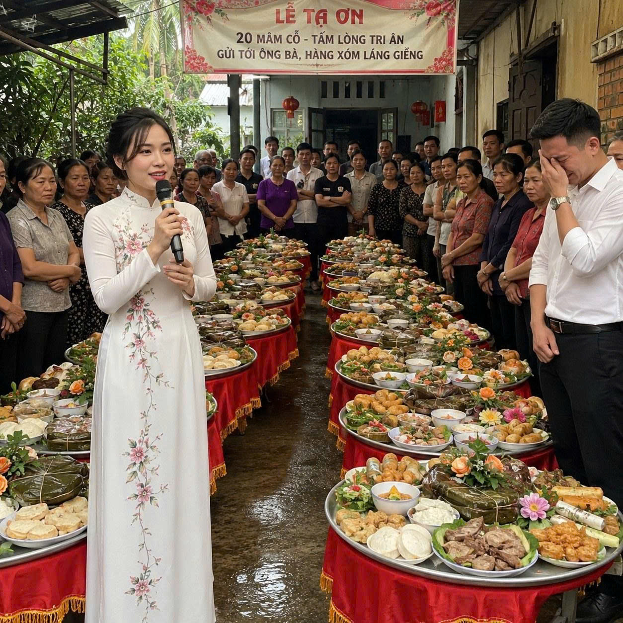 Biết chồng có người phụ nữ khác, vợ đặt 20 mâm cỗ mời họ hàng, làng xóm đến để tuyên bố một việc s//ốc