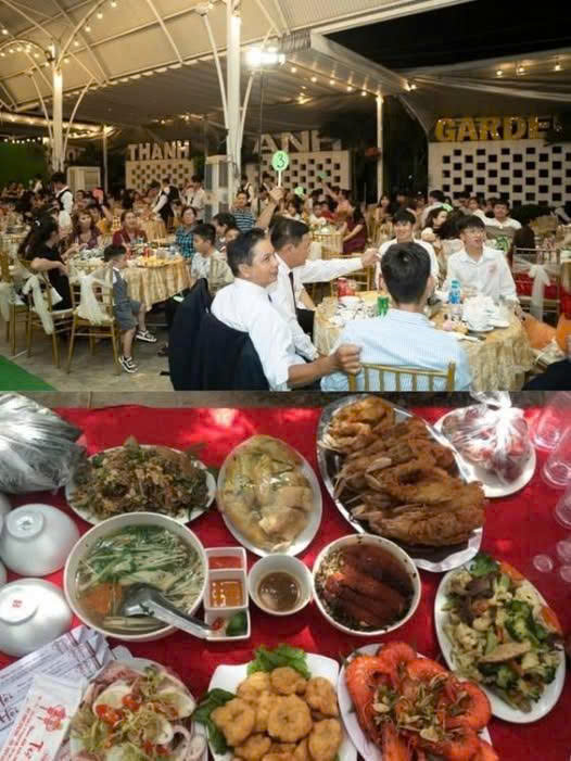 Dắt theo con gái 4 tu;/ổi đi dự đám cưới người quen. Đến nơi, tiệc cưới đông vui, mâm cỗ bày đầy thịt gà, giò chả. Nhưng chưa kịp động đũa, mẹ cô dâu đã bước tới, cười