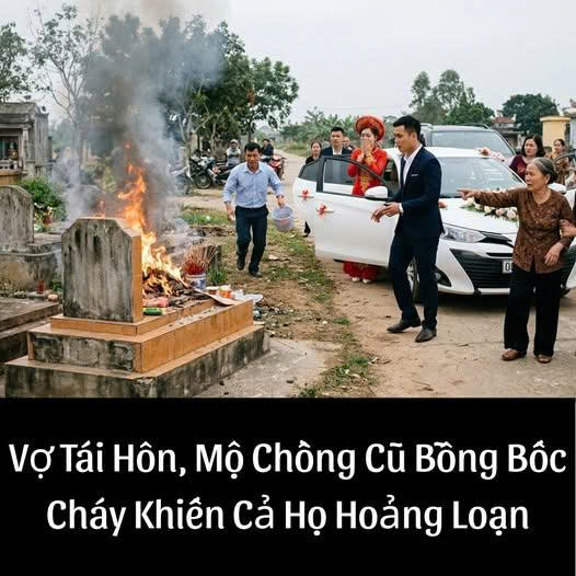 Vợ táihôn, m;ộ chồng cũ bốc ch//áy, chú rể vừa xuống xe cả họ ch//ết lặng…